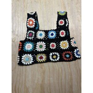 Granny Square Crochet Crop Cami Boho Festival Top One Size Colorful Fun